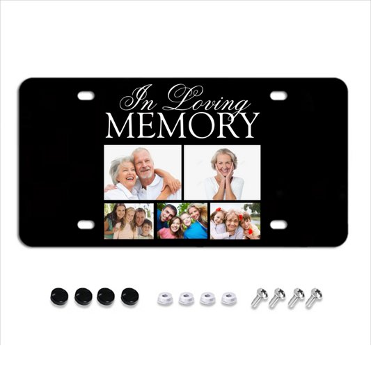 In Loveing Memorial personalized 5 Photos & Name & Date License Plates