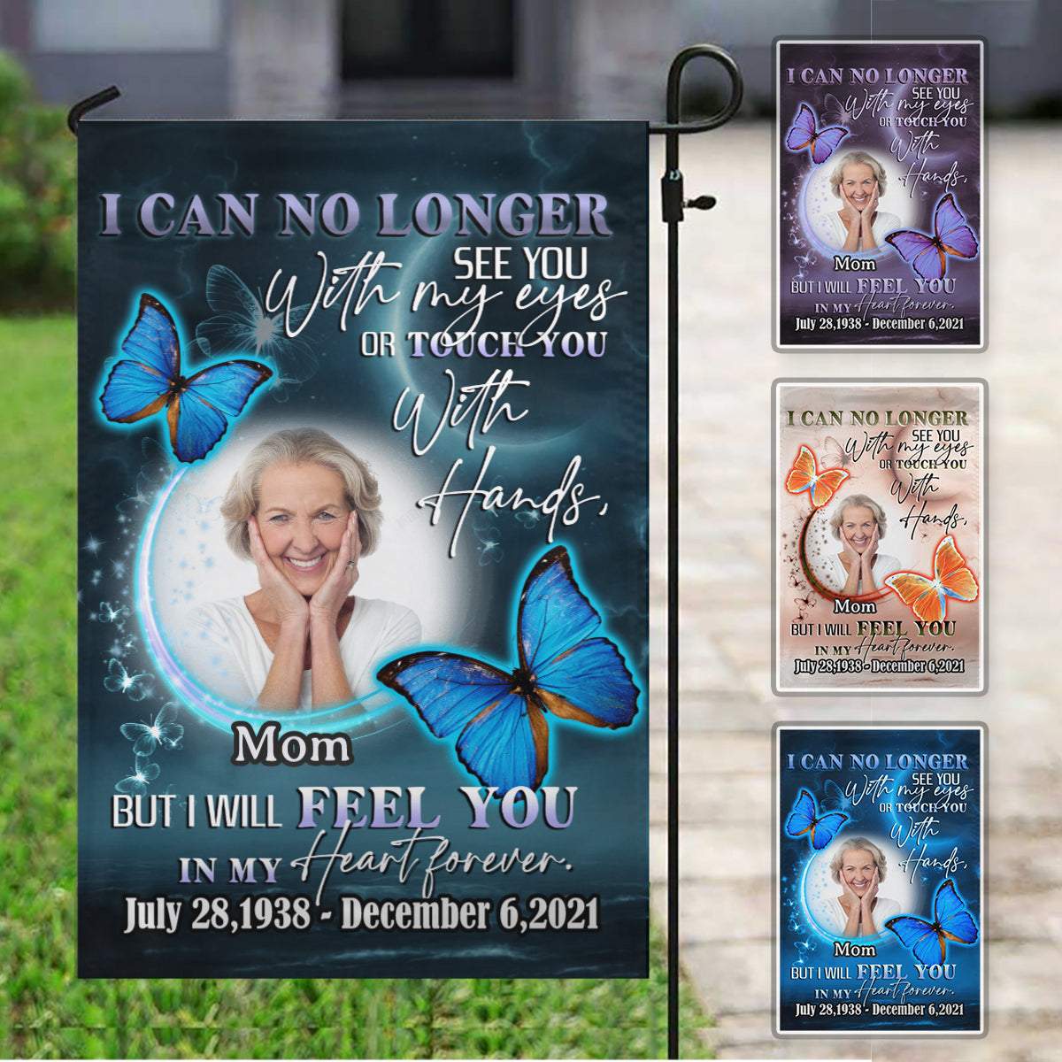 Feel You In My Heart Forever Personalized Photo Memorial Garden & House Flag