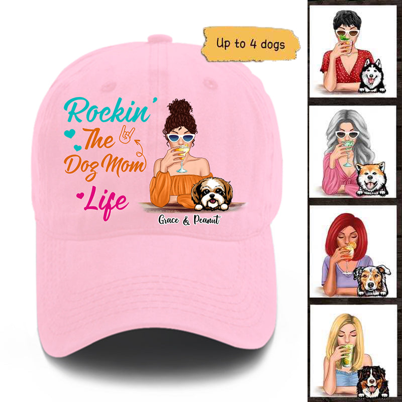 Rockin‘ Dog Mom Life Colorful Pattern Personalized Cap