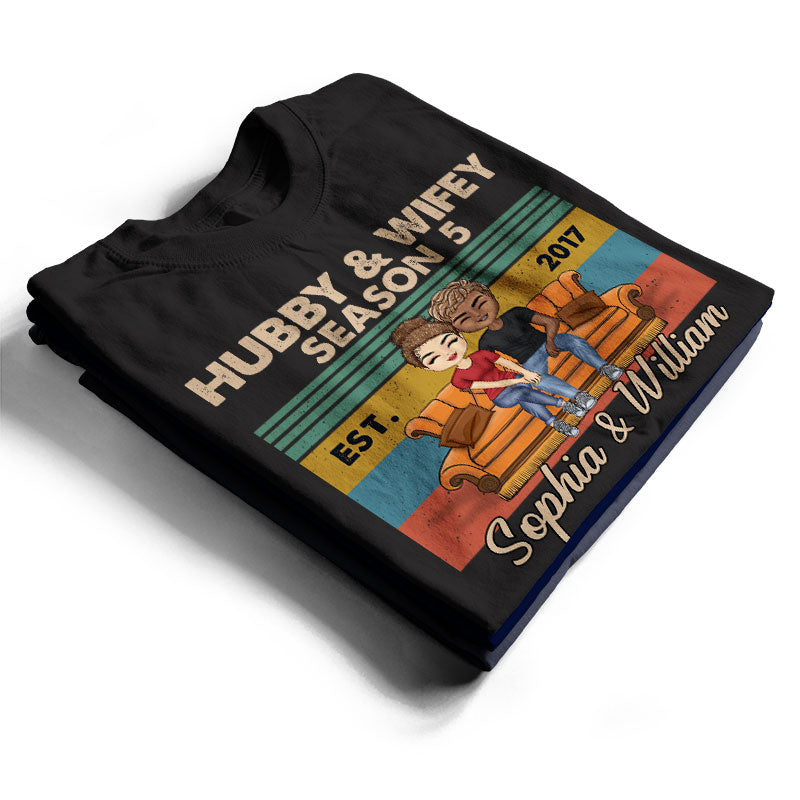 Hubby And Wifey Season Married Retro - Gift For Couple - Personalized Custom T Shirt