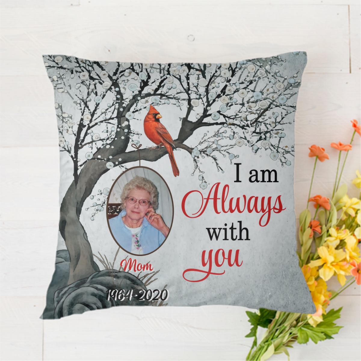 Always With You Blossom Tree Custom Photo Personalized Polyester Linen Pillow