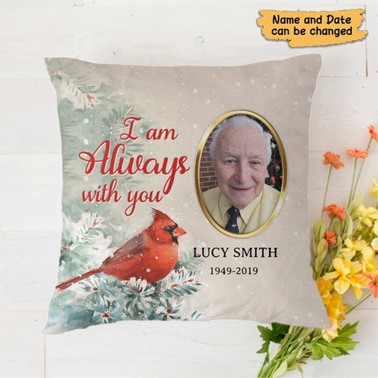 Always With You Photo Memorial Personalized Polyester Linen Pillow