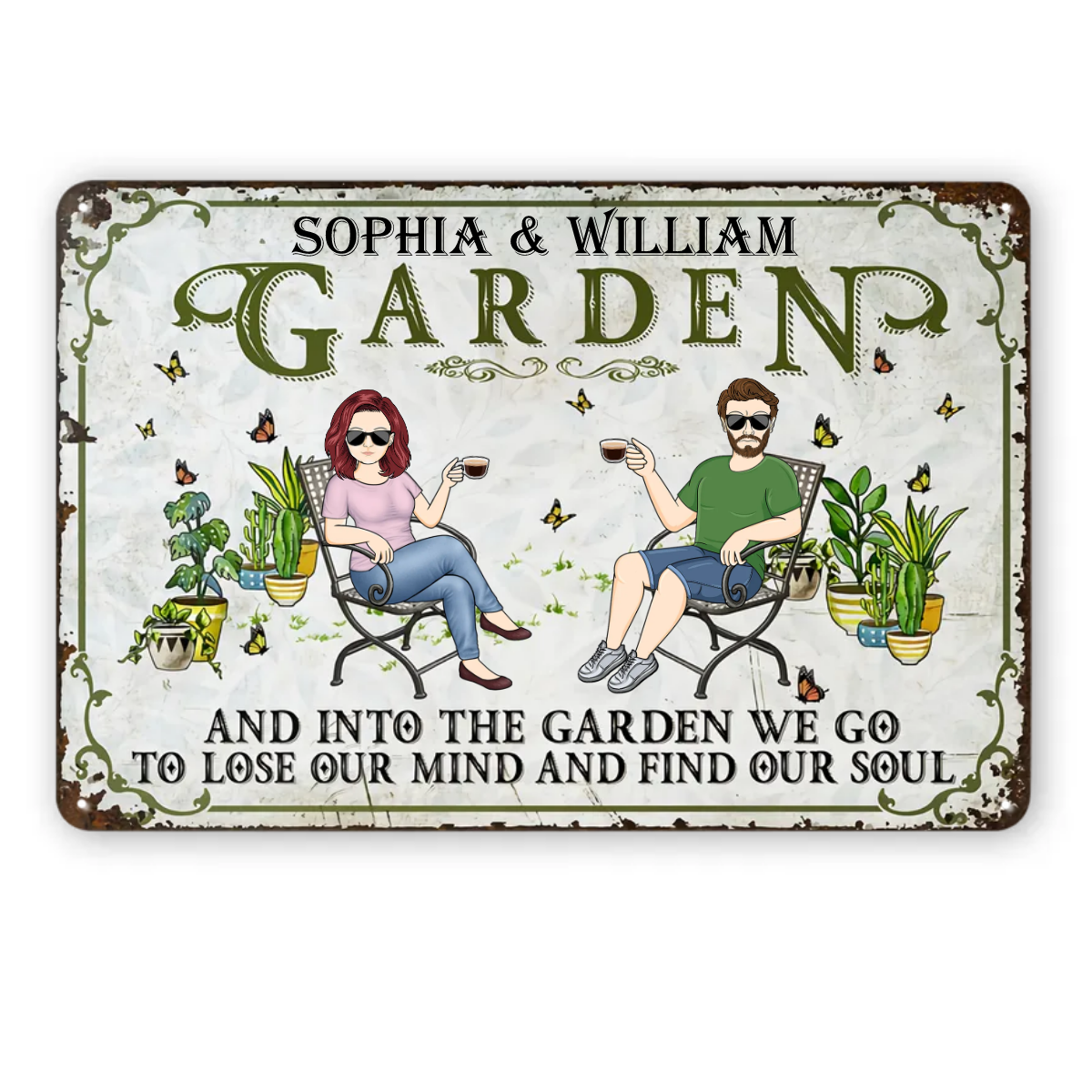 And Into The Garden We Go Gardening Family - Garden Sign For Couples - Personalized Custom Classic Metal Signs