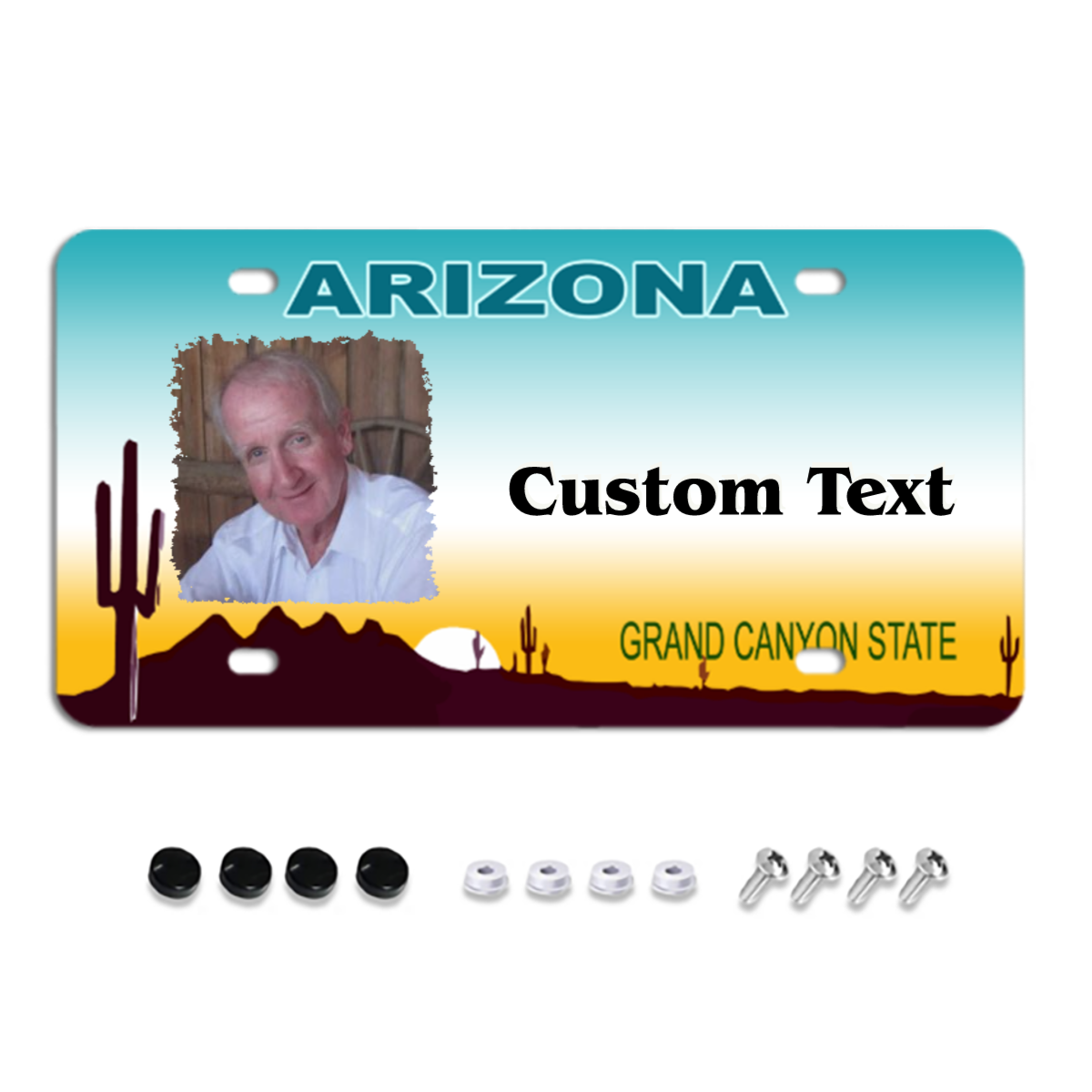Arizona カスタム ナンバー プレート、パーソナライズされた写真、テキスト、背景