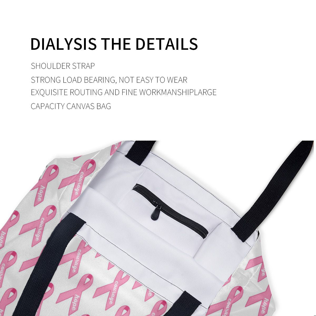 Pink Ribbon Breast Cancer Hope Canvas Bag No.C8H23R