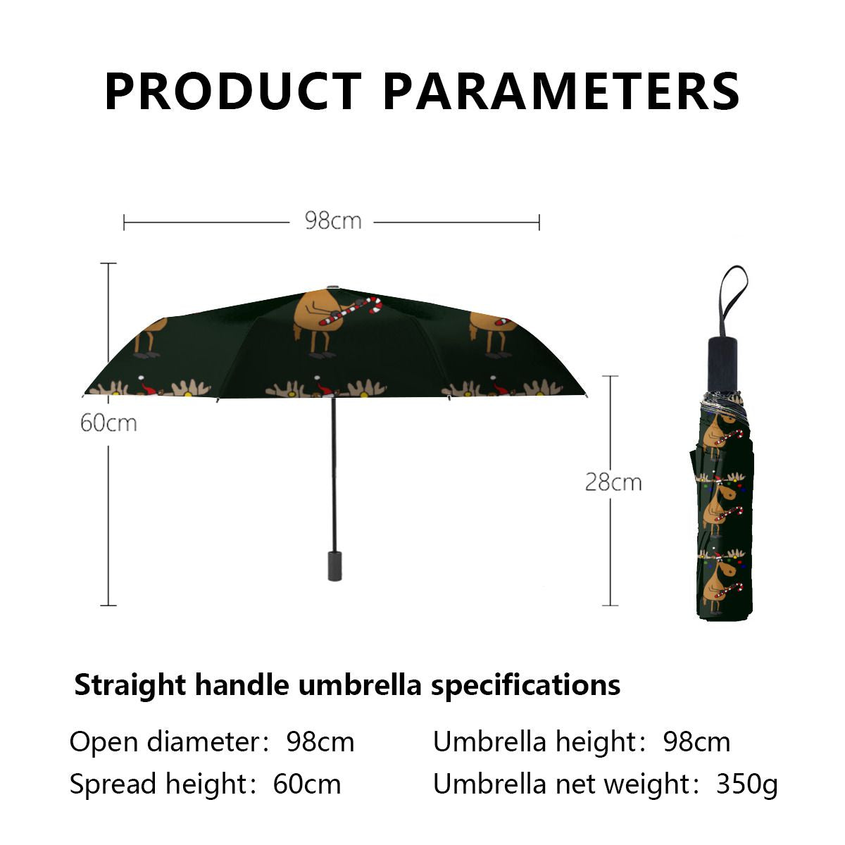 Funny Christmas Moose Umbrella No.B7NPWM