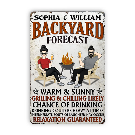 Backyard Forecast - Funny Sign For Indoor Outdoor - Personalized Custom Classic Metal Signs