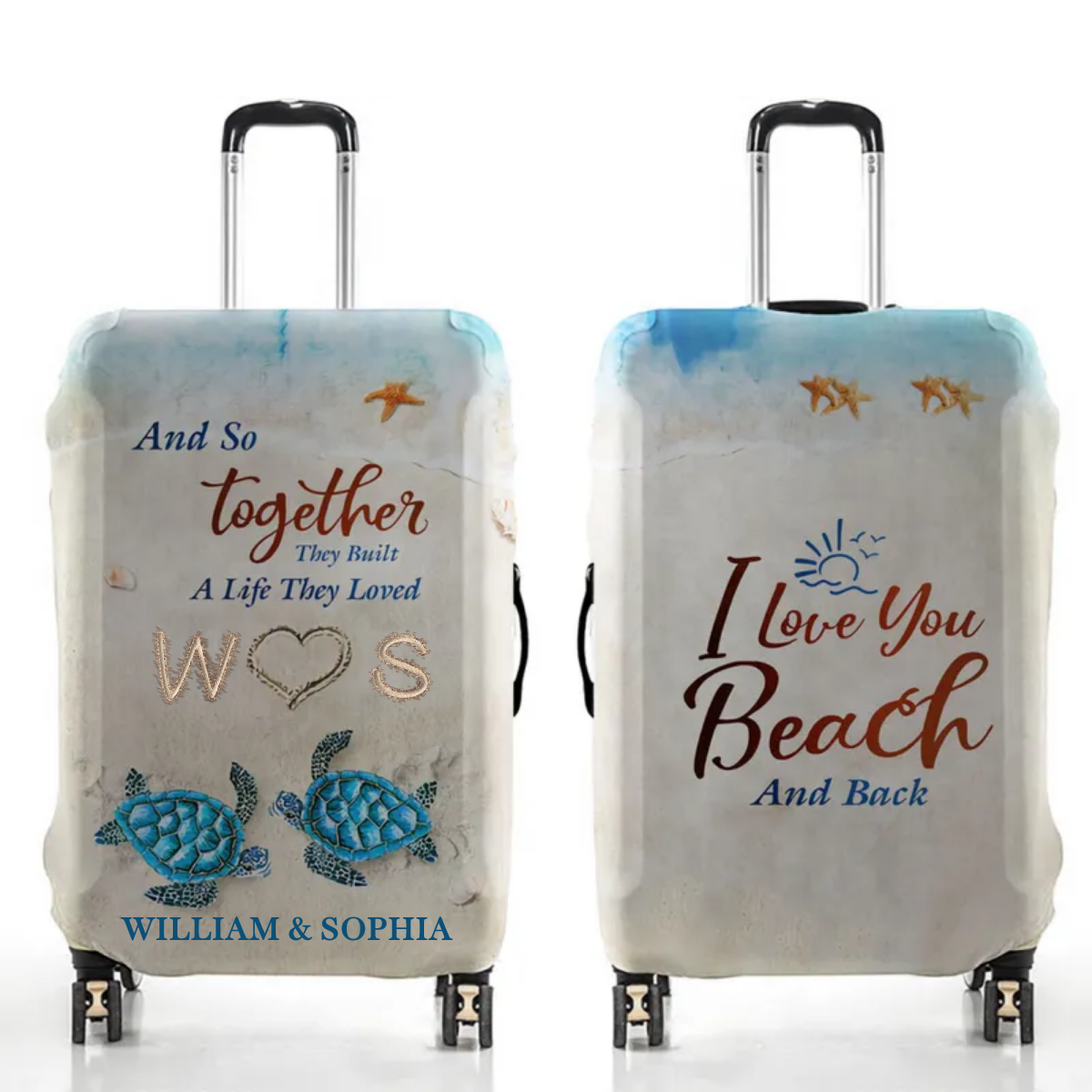 Beach Sea Turtle Couple And So Together They Built A Life They Loved - Gift For Couples - Personalized Custom Luggage Cover