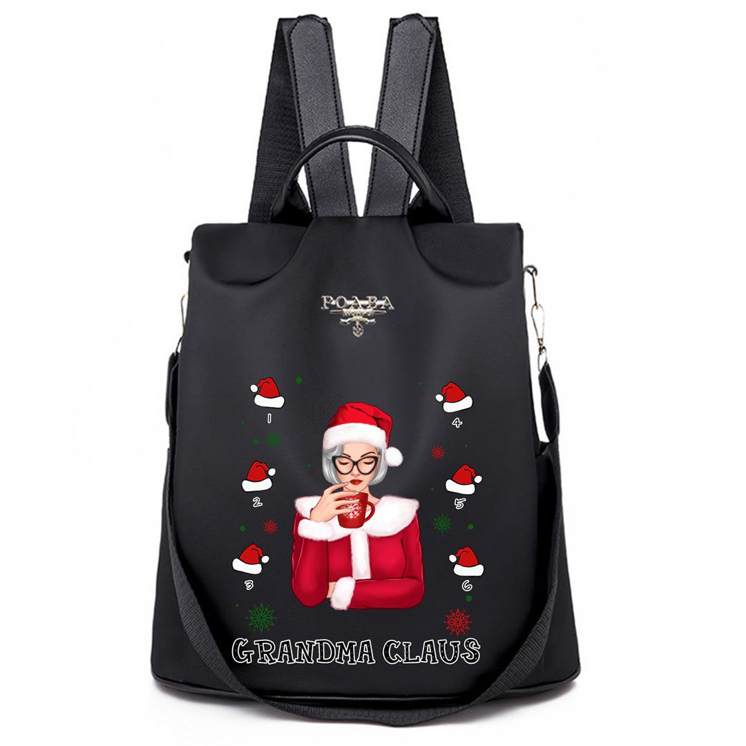 Beautiful Christmas Mom Grandma Claus Personalized Backpack