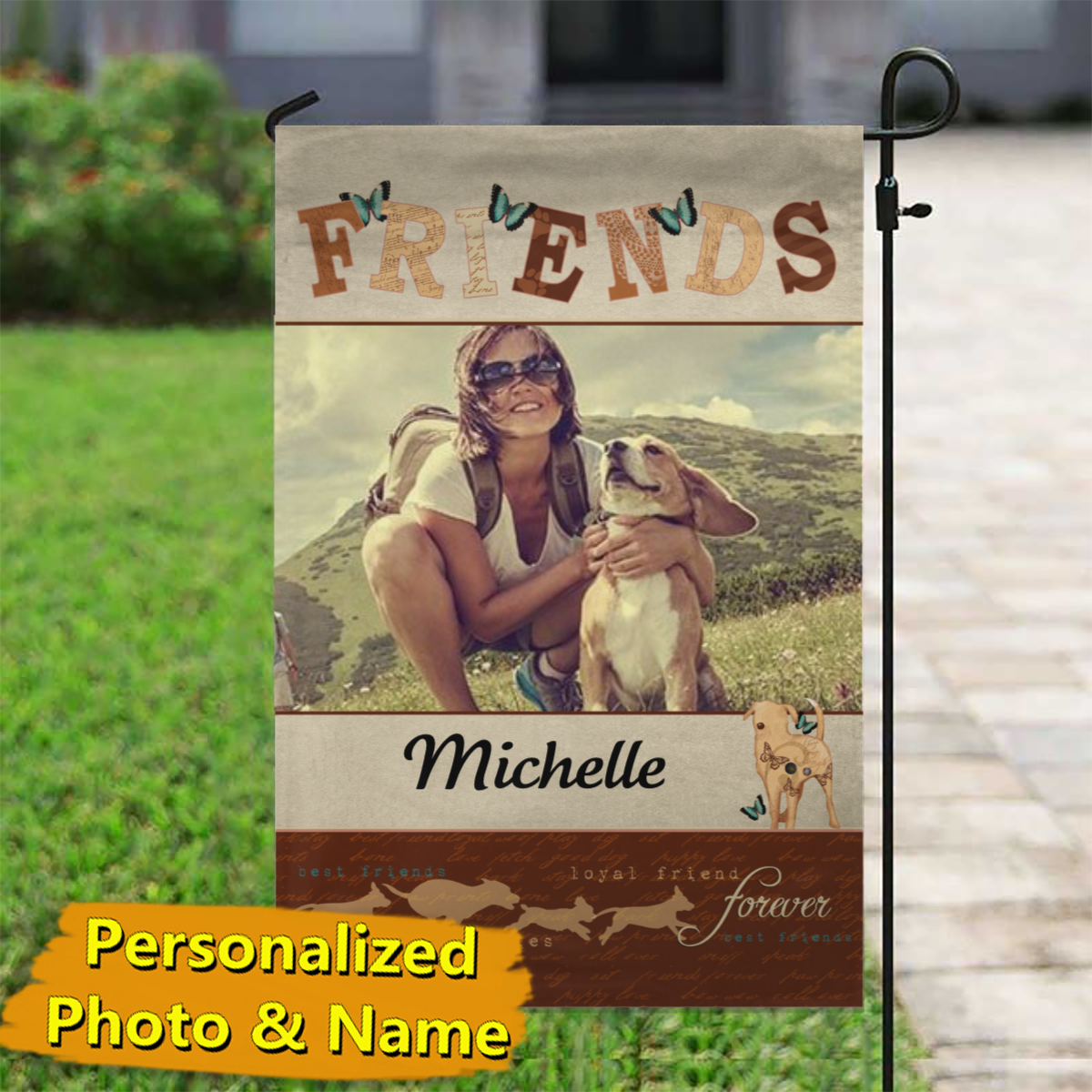 Best Furry Friends Horizontal Personalized Photo & Name – Garden Flag & House Flag