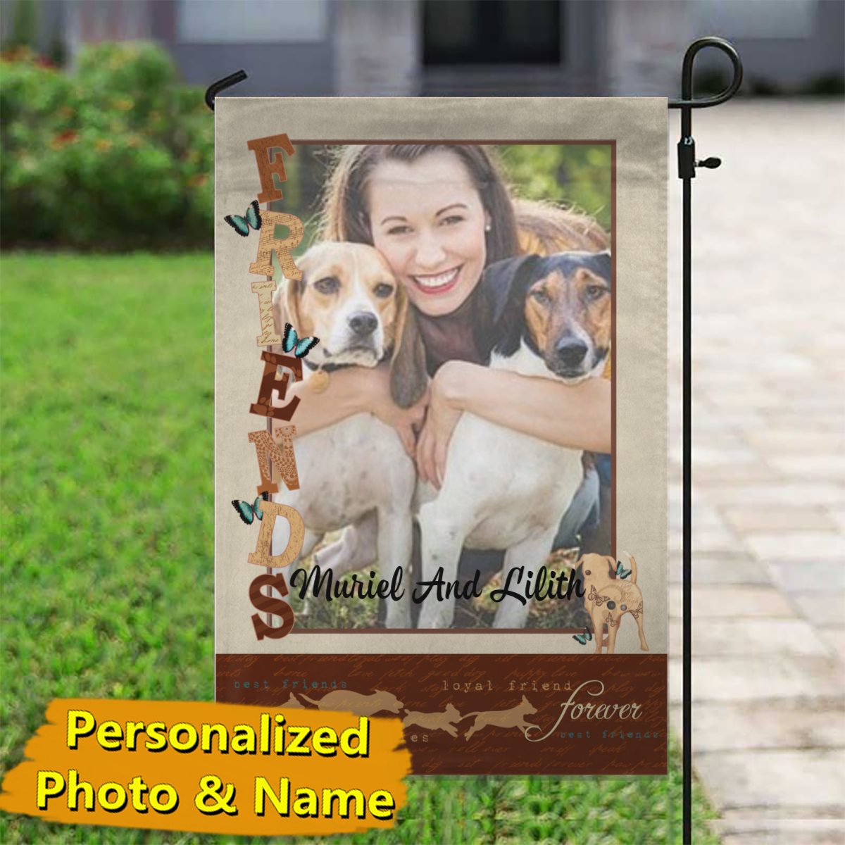 Best Furry Friends Personalized Photo & Name – Garden Flag & House Flag
