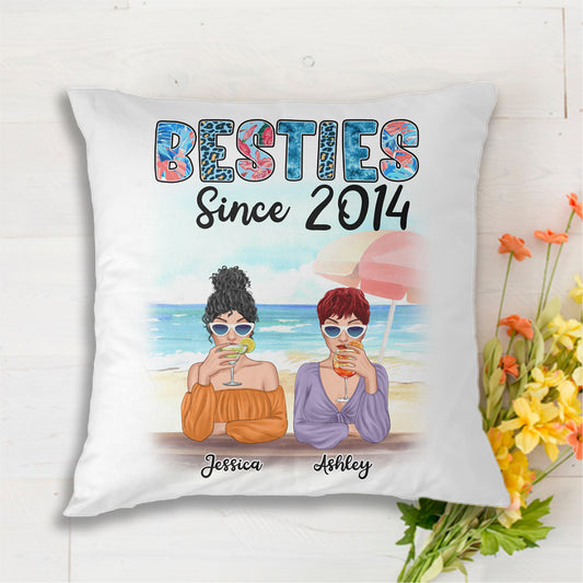 Besties Since Summer Patterned Personalized Pillow