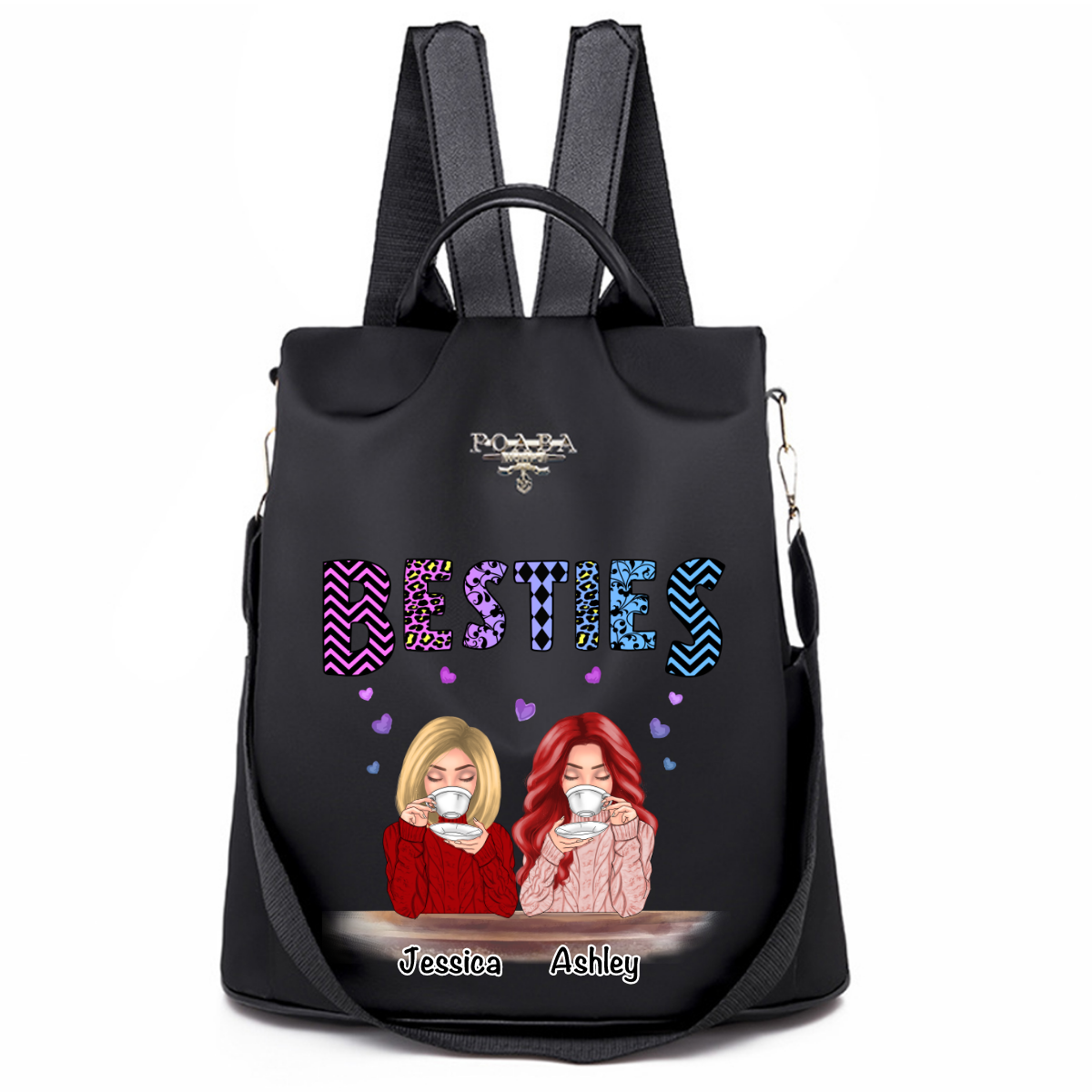 Beautiful Besties Colorful Patterned Personalized Backpack