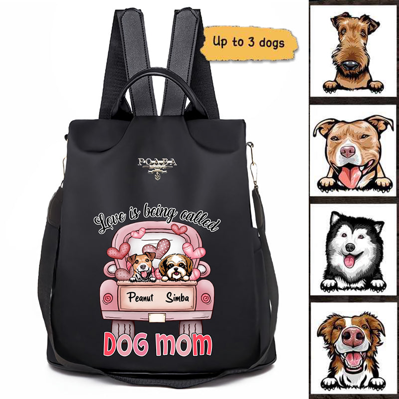 Love Is Being Called Dog Mom Personalized Backpack