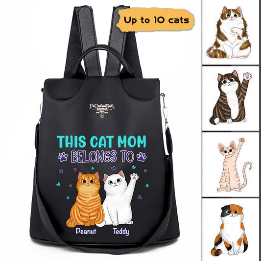 Belongs To Fluffy Sitting Cats Personalized Backpack