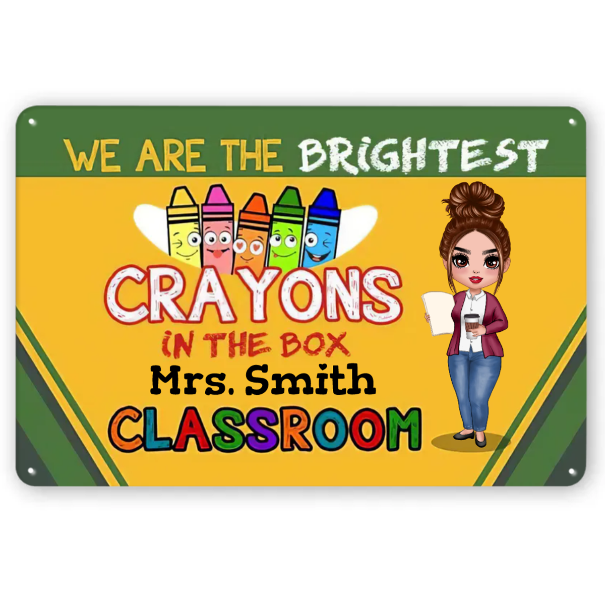 Brightest Crayons Teacher Gift Back To School パーソナライズされたメタルサイン