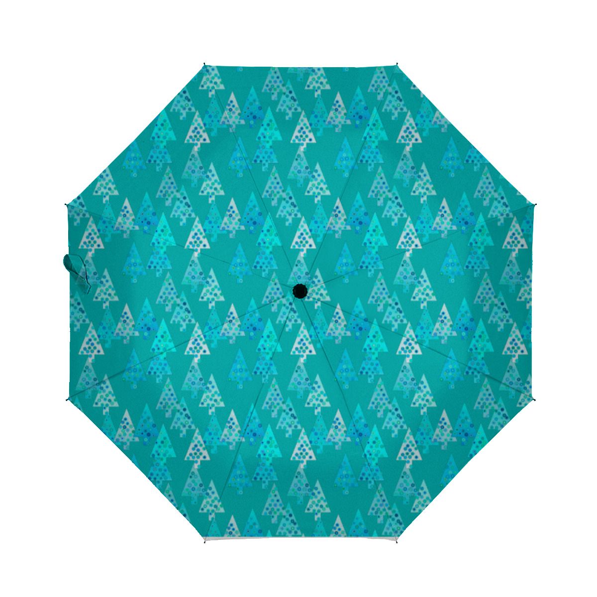 Modern Flower Christmas Trees - Turquoise Brushed Polyester Umbrella No.C93SR7