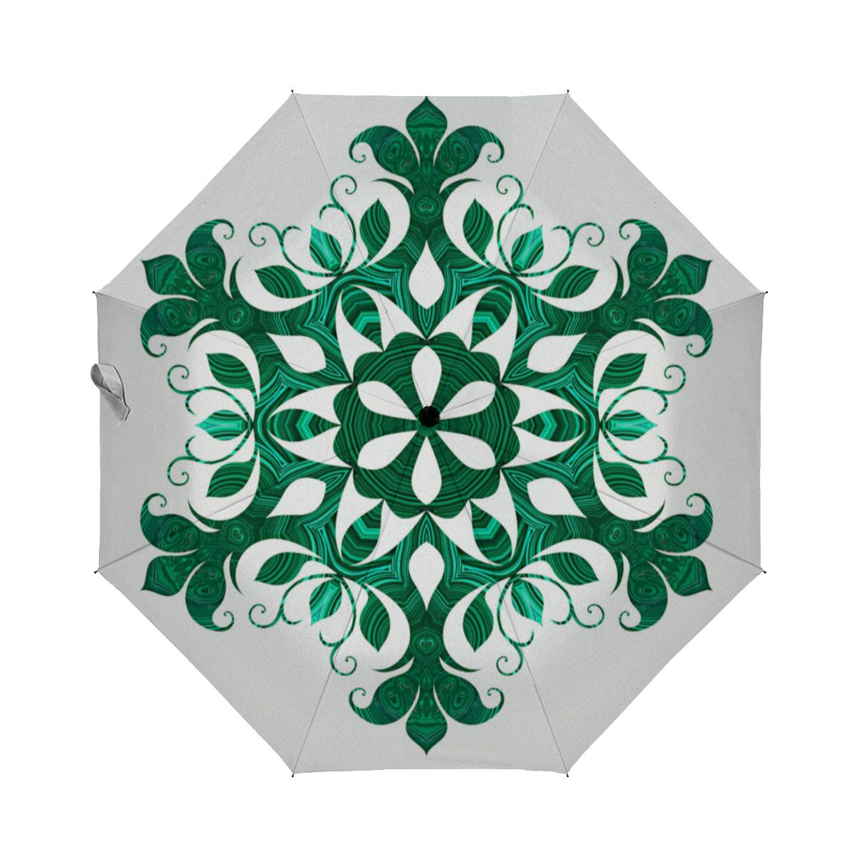白地に緑の雪の結晶花柄フリース傘 No.CHJEXX