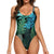 Blue Tropical Jungle At Night Graphic One-Piece Swimsuit for Women No.CIY4QJ