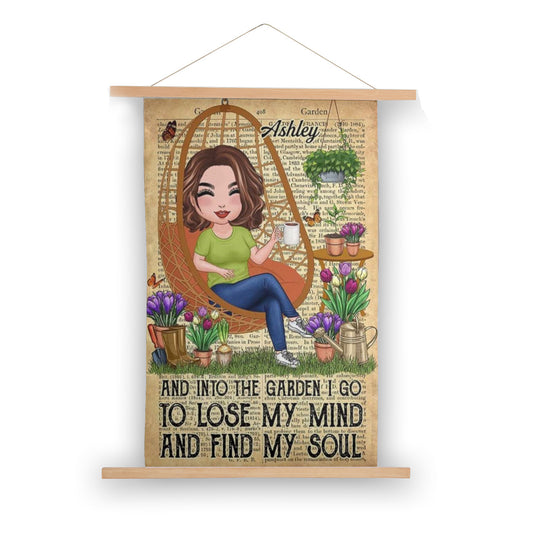 Doll Girl Goes Into The Garden Personalized Wooden Poster Hanger