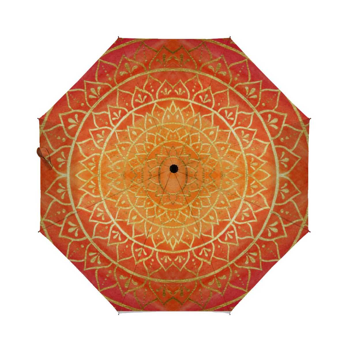 Mandala Red Orange Gold Christmas Brushed Polyester Umbrella No.CZ6898