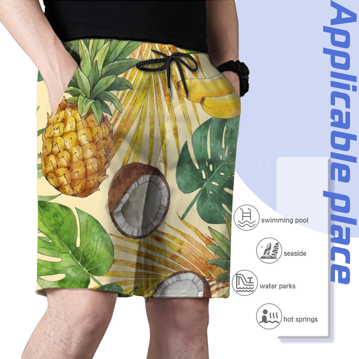 Tropical Leaves Pineapple Men's Swim Trunks No.CZOYHM