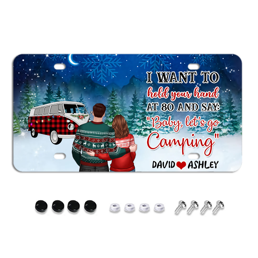 Camping Couple Back View Personalized License Plate