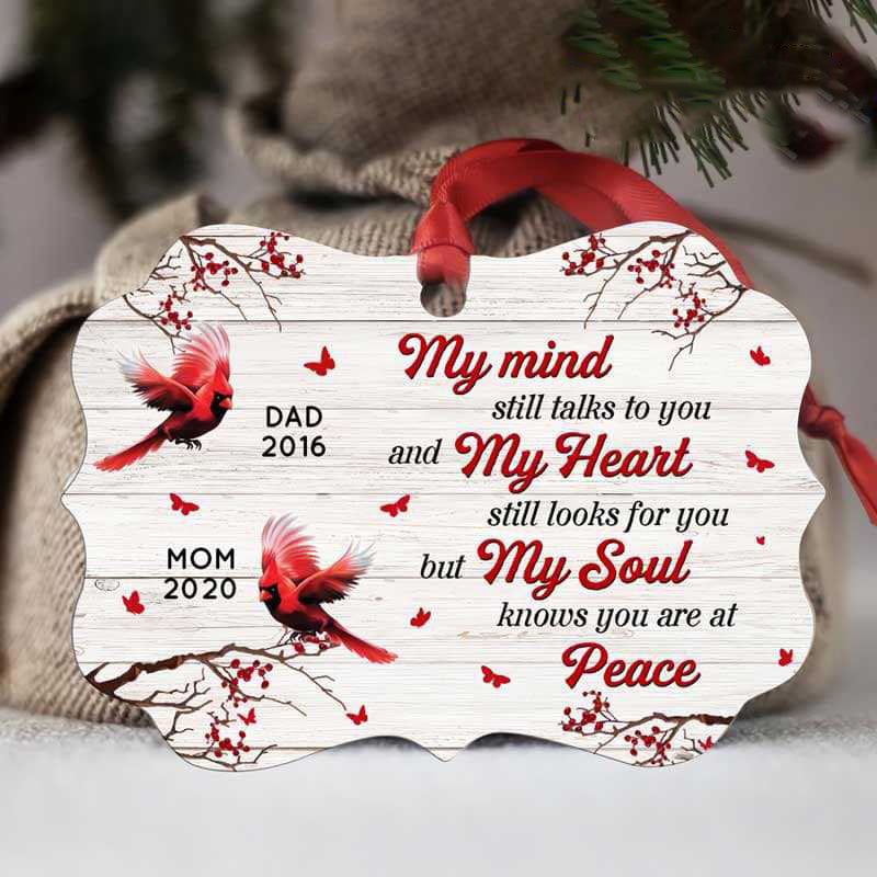 Cardinal My Mind Still Talks To You Personalized Christmas Ornament