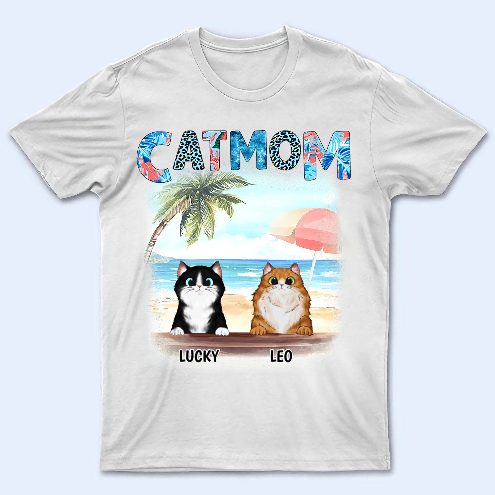 Cat Mom Summer Pattern Personalized Custom T Shirt