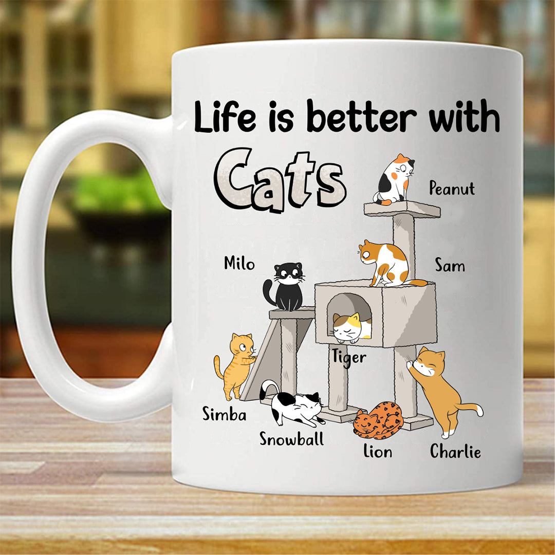 Cat Tower Life Is Better With Cat Personalized Mug (Double-sided Printing)