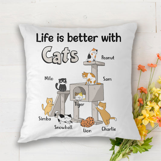 Cat Tower Life Is Better With Cat Personalized Pillow