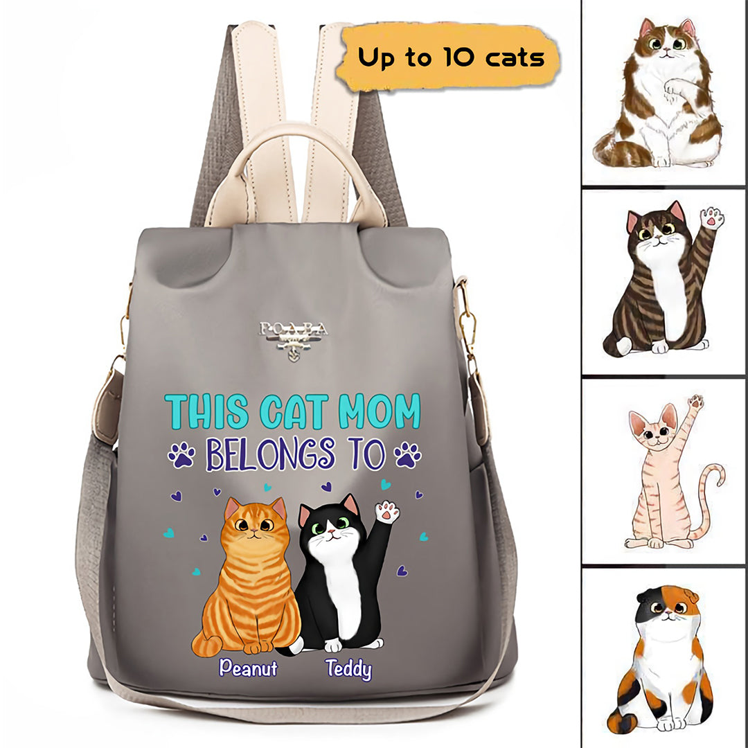 Belongs To Fluffy Sitting Cats Personalized Backpack