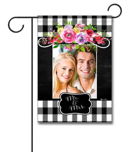 Chalkboard Mr. & Mrs. Personalized Photo – Wedding Garden & House Flag