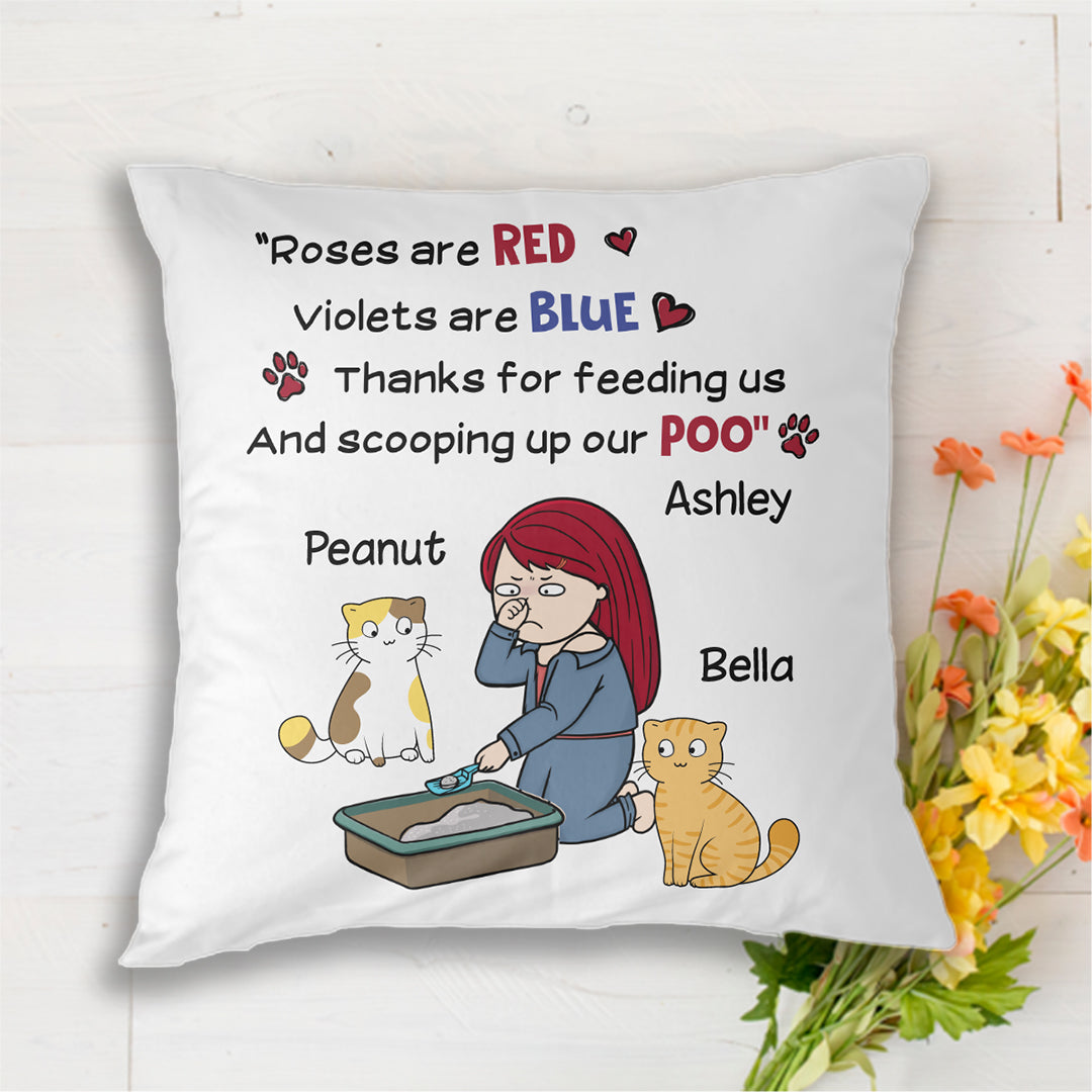 Chibi Girl Scooping Cat Poo Personalized Pillow