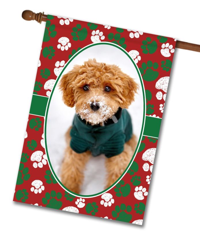 Christmas Paws – Personalized Photo & Name – Garden Flag & House Flag