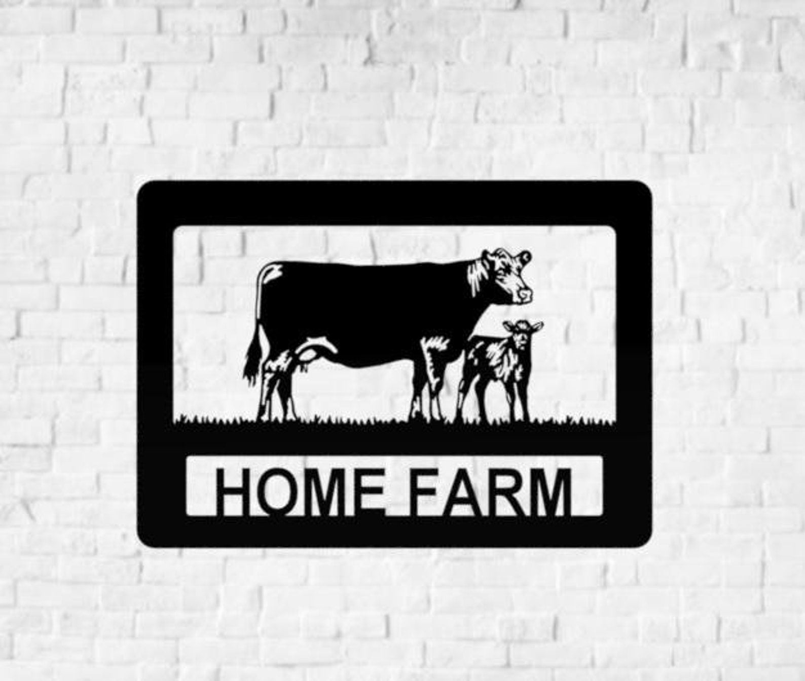Cow and Calf Farm Name Address Sign Square Personalised Gift Square