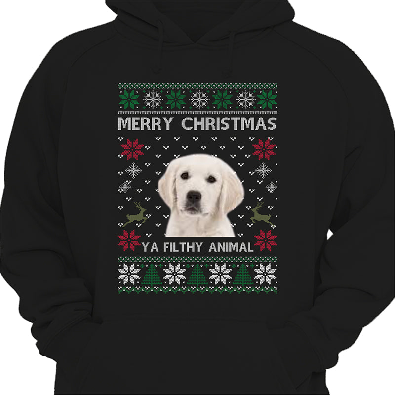 カスタムフォトクリスマス犬猫、犬猫愛好家のパーソナライズされたパーカースウェットシャツ