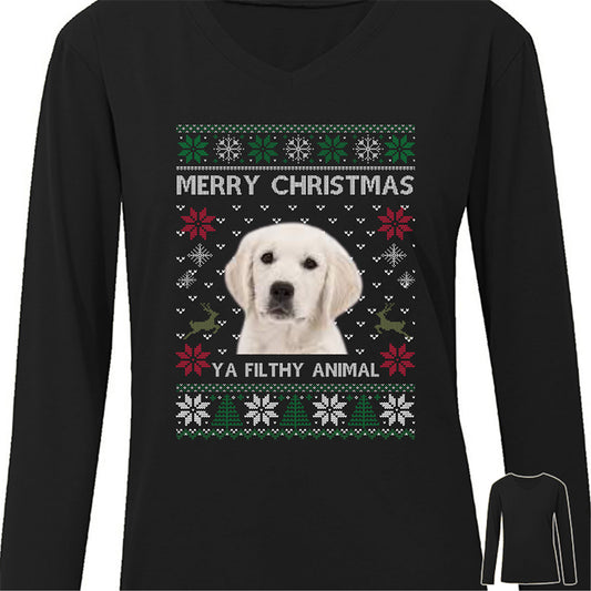 Custom Photo Christmas Dog Cat, Dog Cat Lover Personalized Long Sleeve Shirt