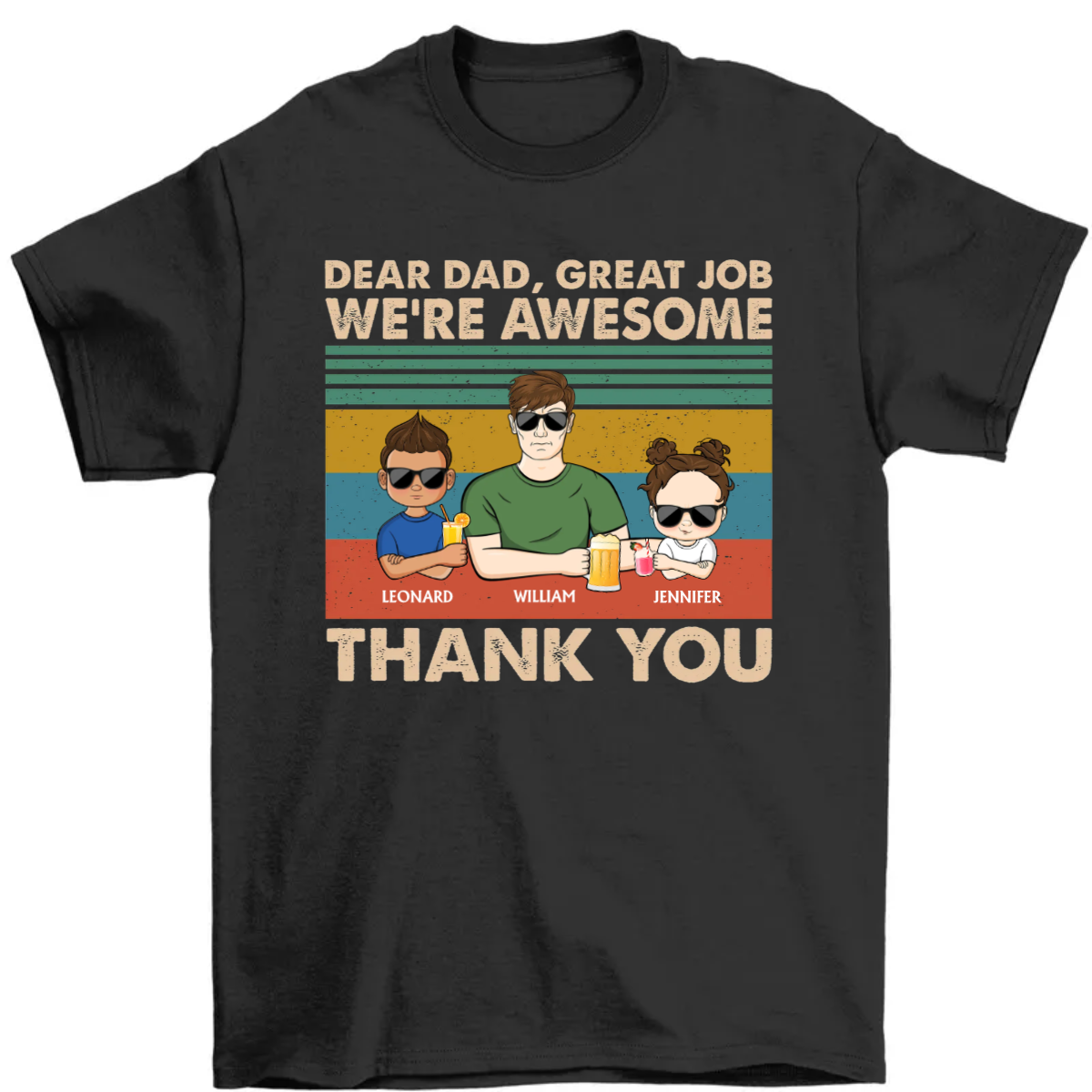 父/母の日ギフト 2023, Dear Dad/Mom Great Job We're Awesome Thank You - パーソナライズされたシャツ