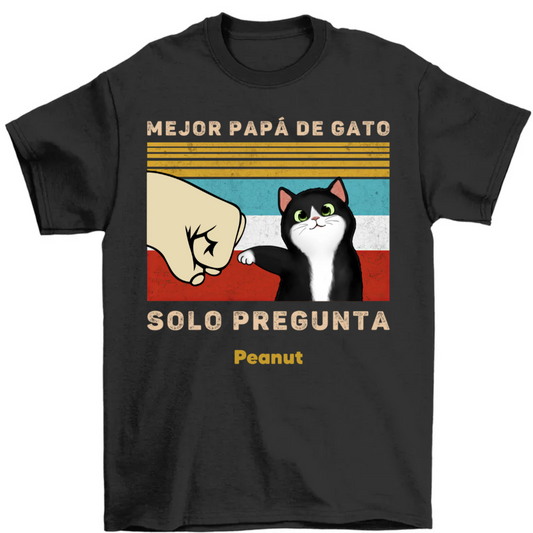 Mejor papá/mamá de gato Camiseta Personalizada con el Gato Peludo