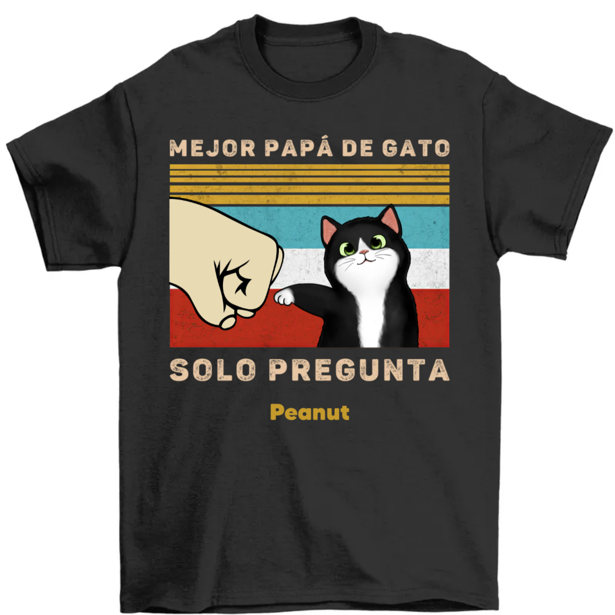 Mejor papá/mamá de gato Camiseta Personalizada con el Gato Peludo