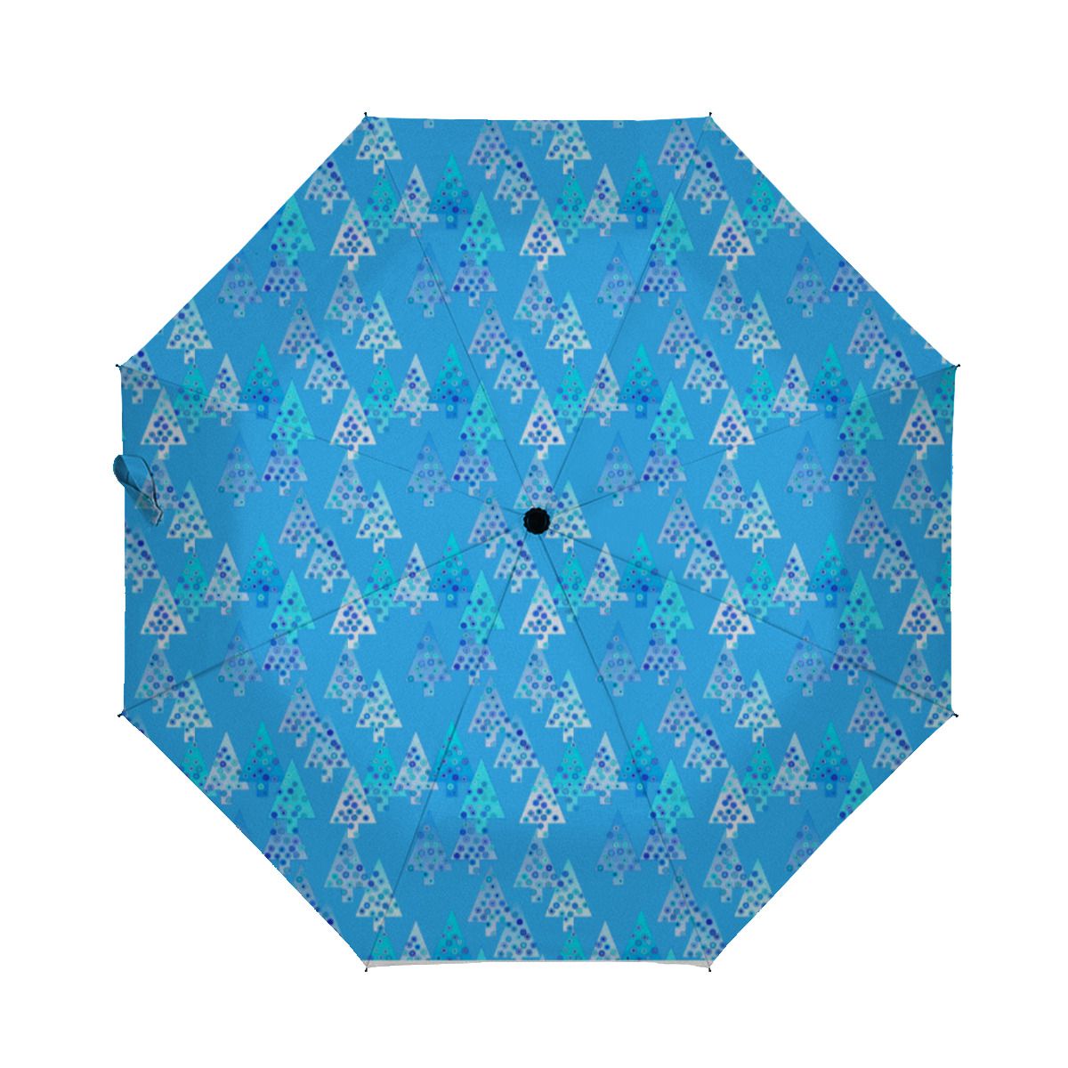 Modern Flower Christmas Trees - Sky Blue Brushed Polyester Umbrella No.DJ4Z9T