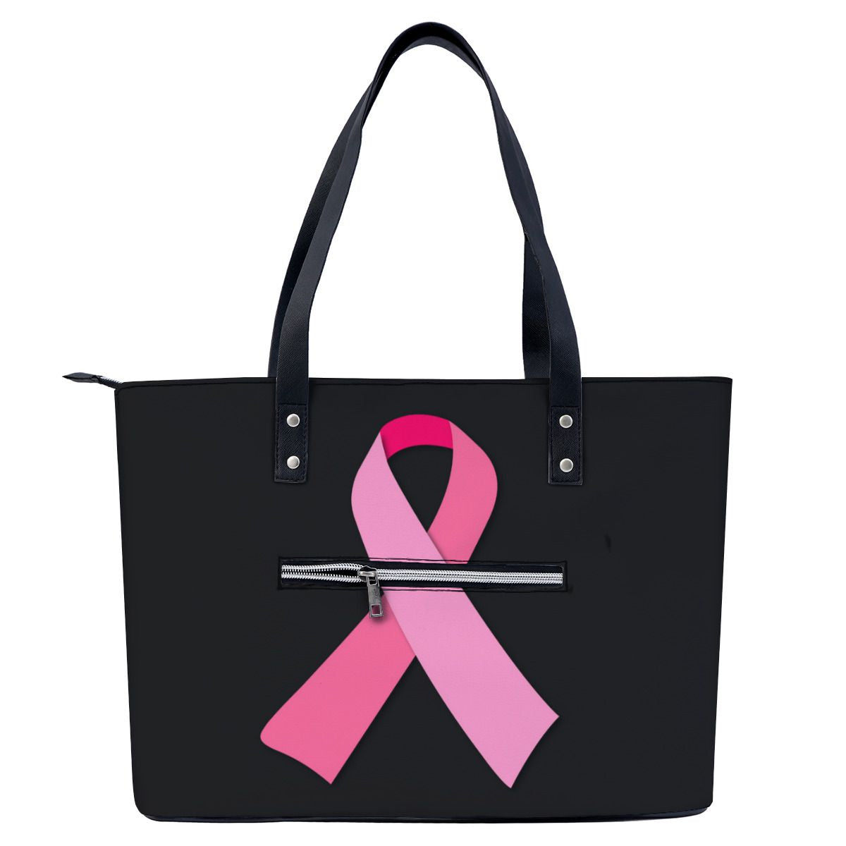 Pink Ribbon for Breast Cancer Awareness Black Shoulder Bag NO. QEKEBD