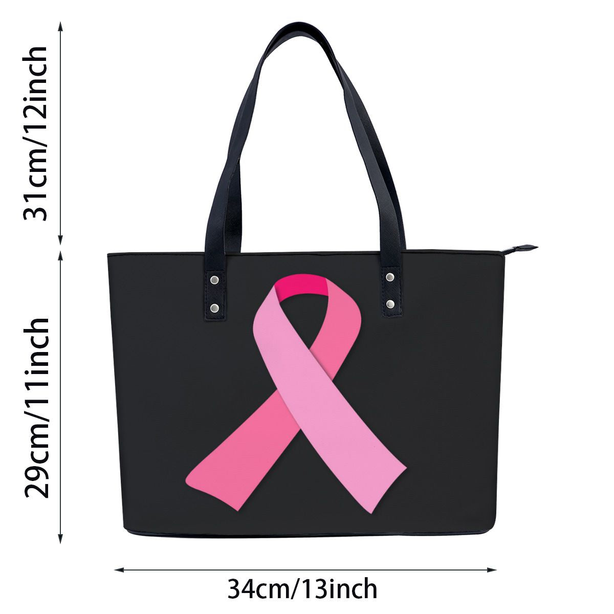 Pink Ribbon for Breast Cancer Awareness Black Shoulder Bag NO. QEKEBD