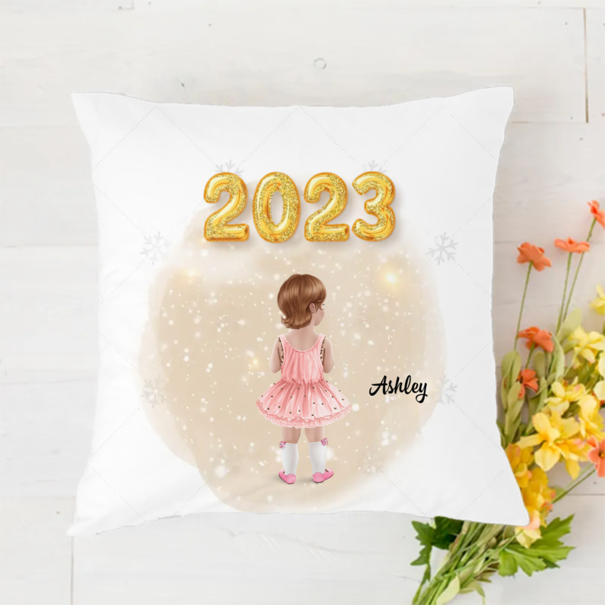Christmas New Year Gift For Girls Personalized Custom NamePolyester Linen Pillow