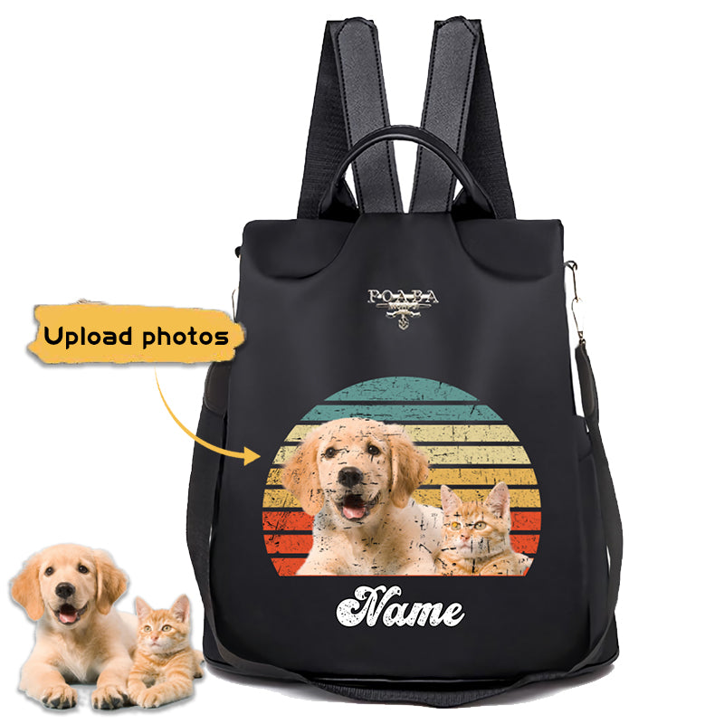 Dog Cat Vintage Retro Photo, Custom Photo Backpack