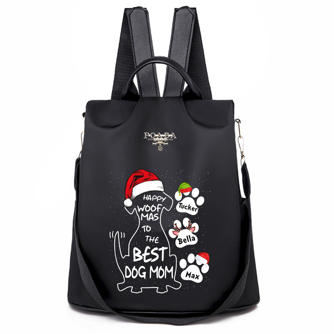 Dog Christmas Happy Woofmas To The Best Dog Mom Personalized Backpack