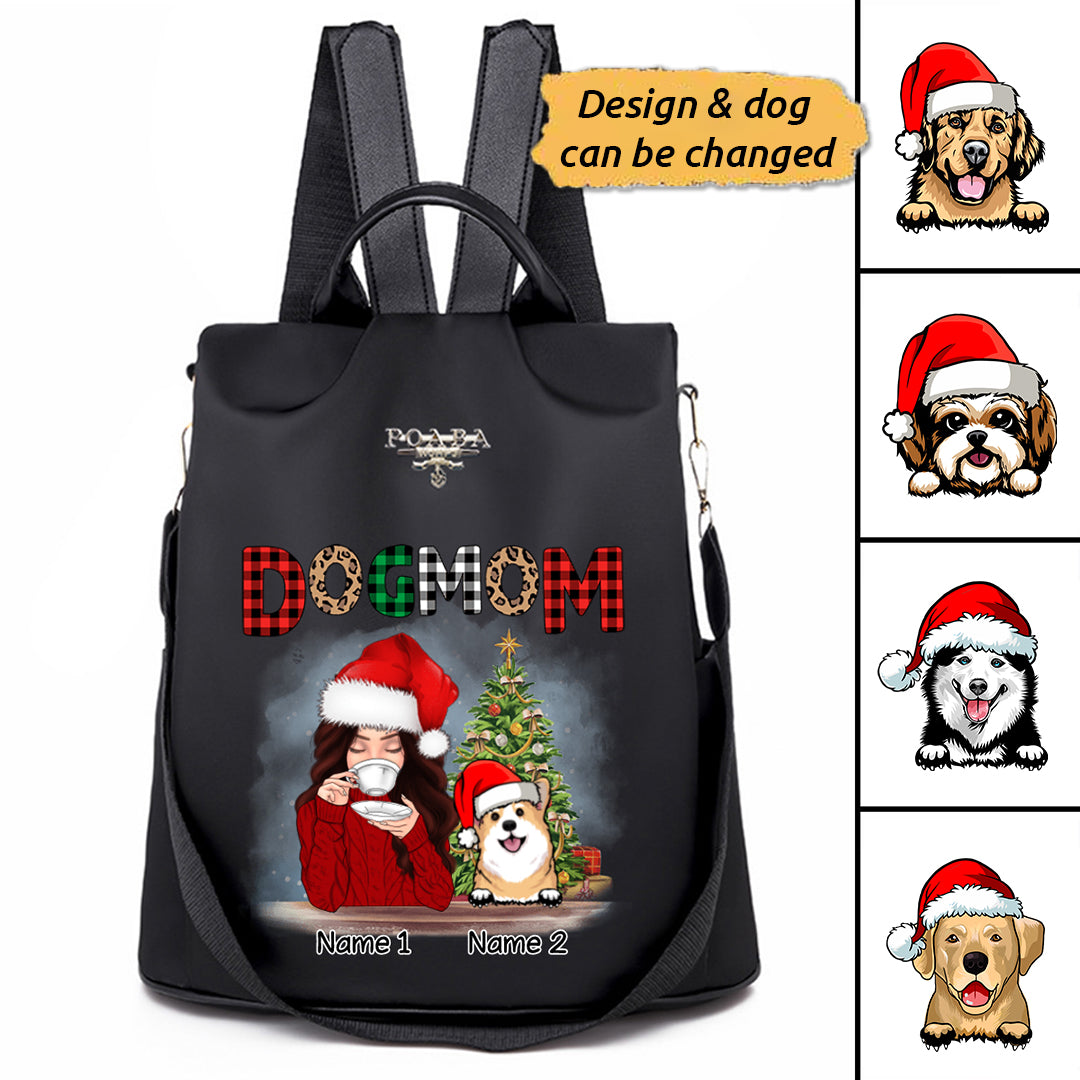 Dog Mom Christmas Pattern Personalized Backpack