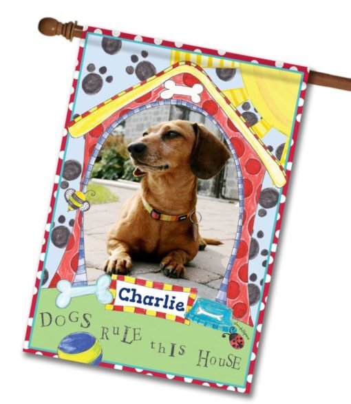 Dogs Rule This House – Personalized Photo & Name – Garden Flag & House Flag