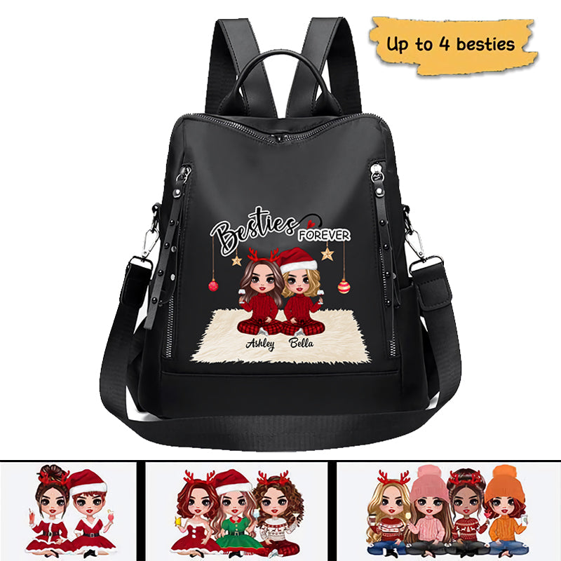 Doll Besties Christmas Checkered Pants Personalized Backpack